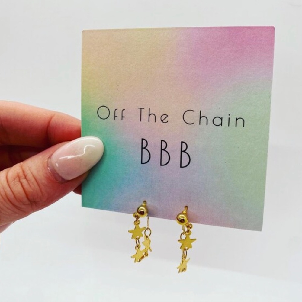 Gold Plated Star Chain Hoops